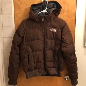 Brown North Face Hooded Down Jacket